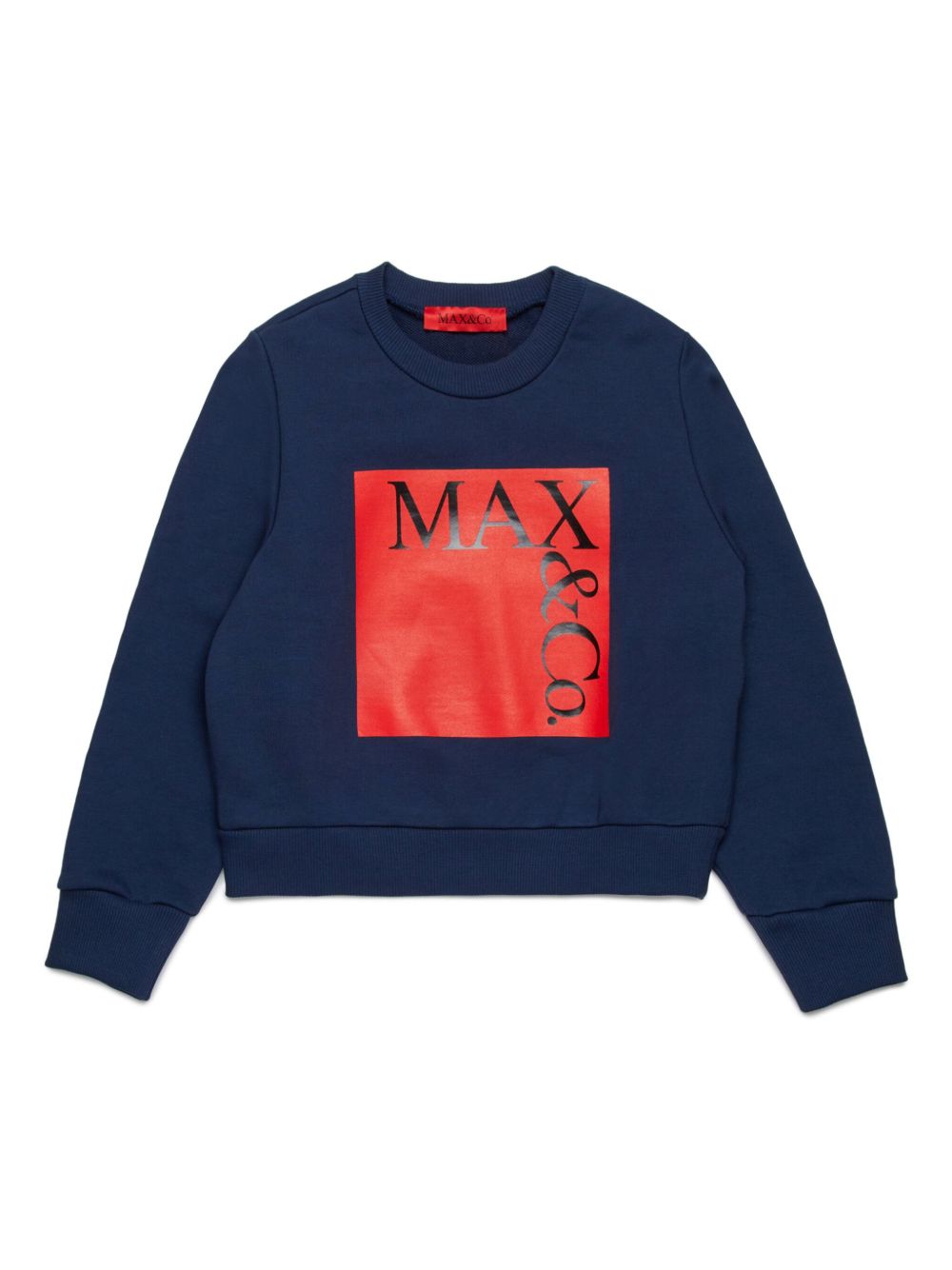 MAX&Co. Kids logo印花圆领卫衣 - 蓝色