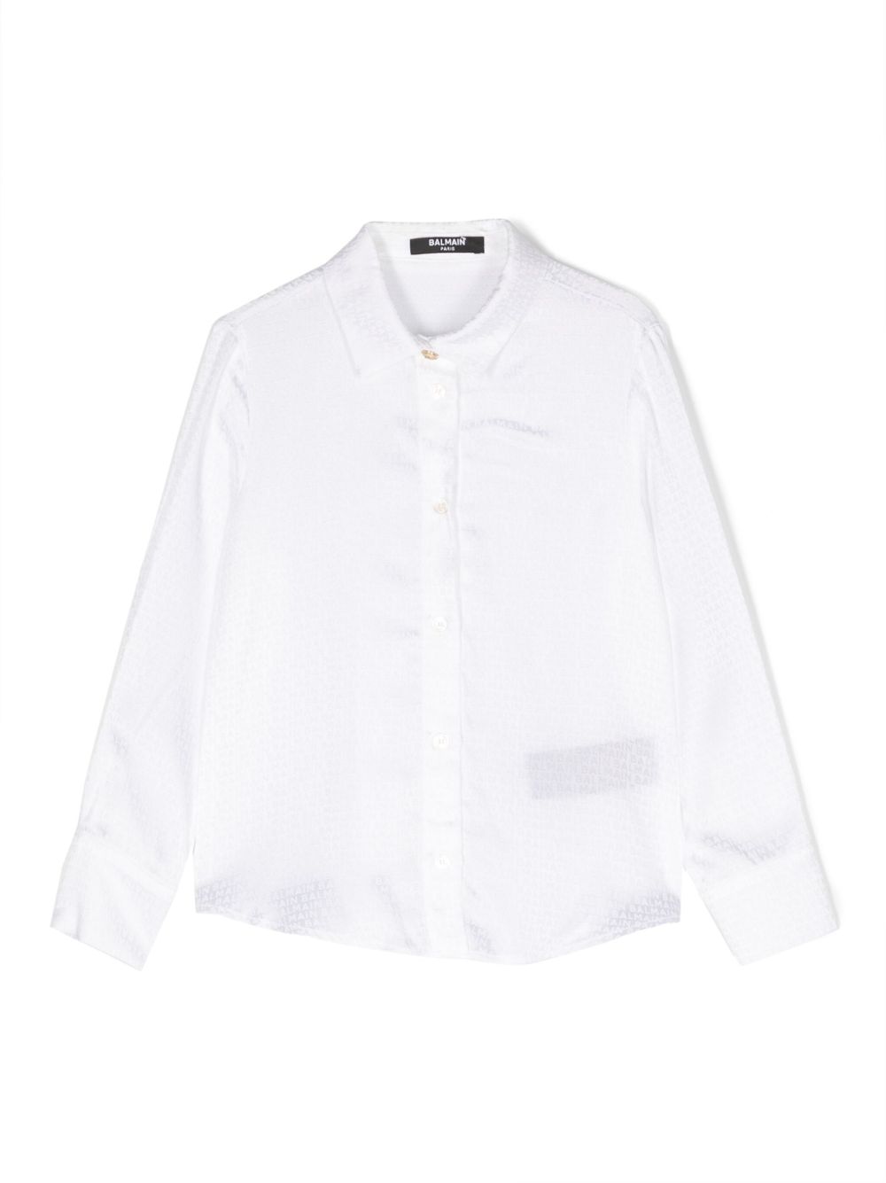 Balmain Kids 提花logo图案衬衫 - 白色