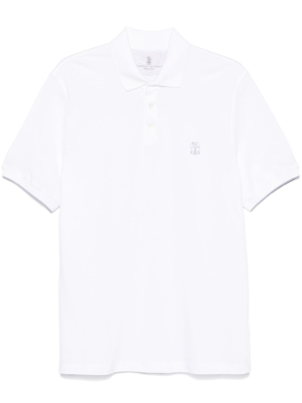 Brunello Cucinelli logo印花polo衫 - 白色
