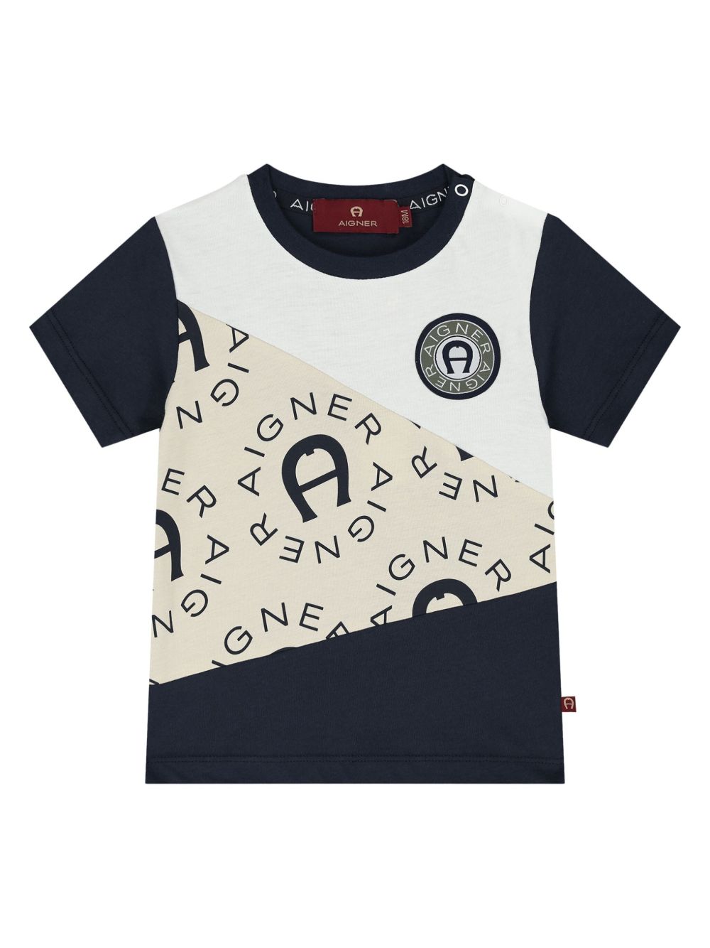Aigner Kids logo刺绣T恤 - 蓝色