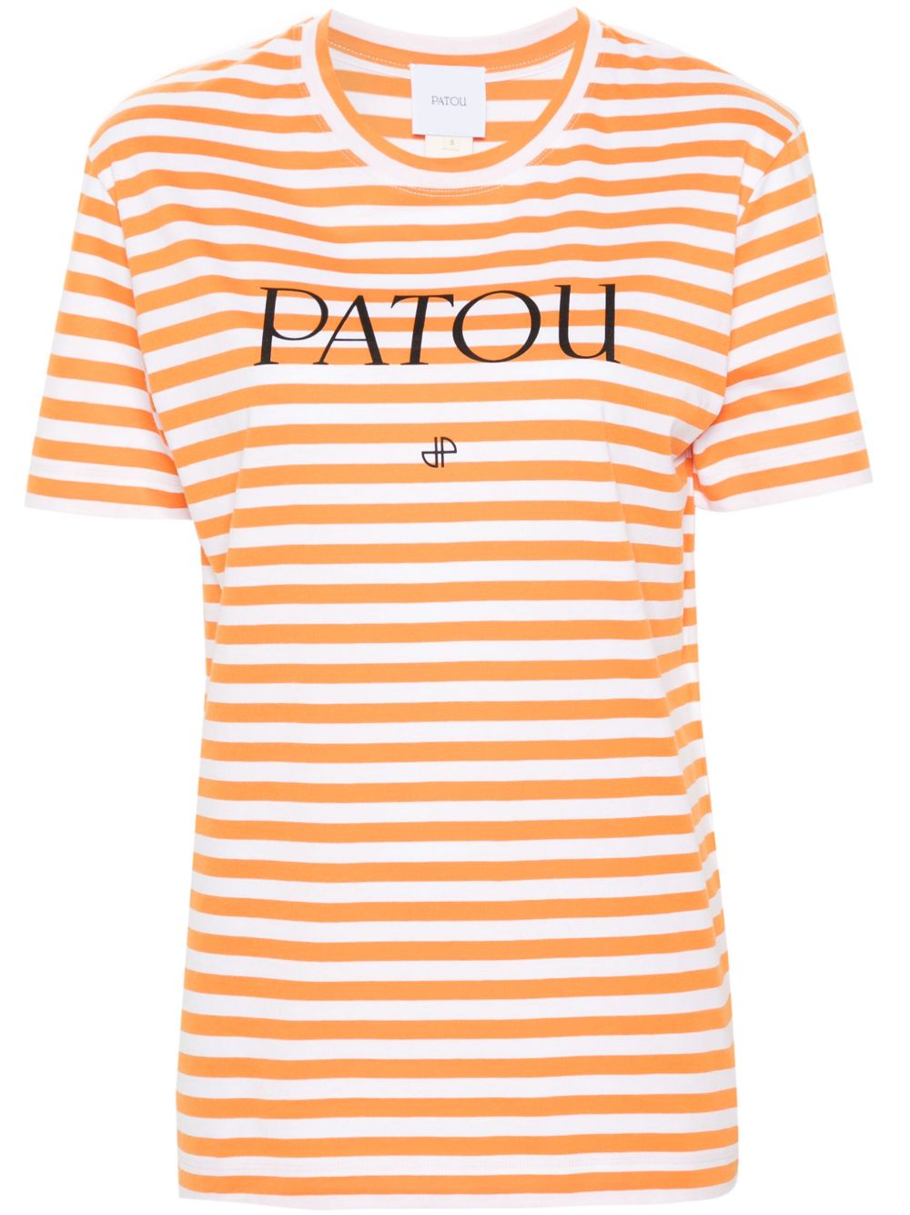 Patou logo印花条纹T恤 - 橘色