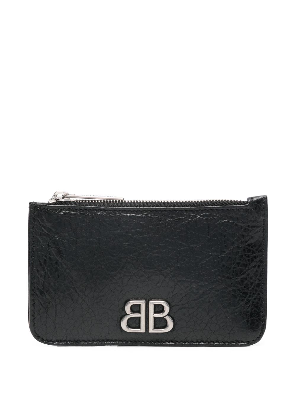 Balenciaga Monaco 褶皱皮质钱包 - 黑色