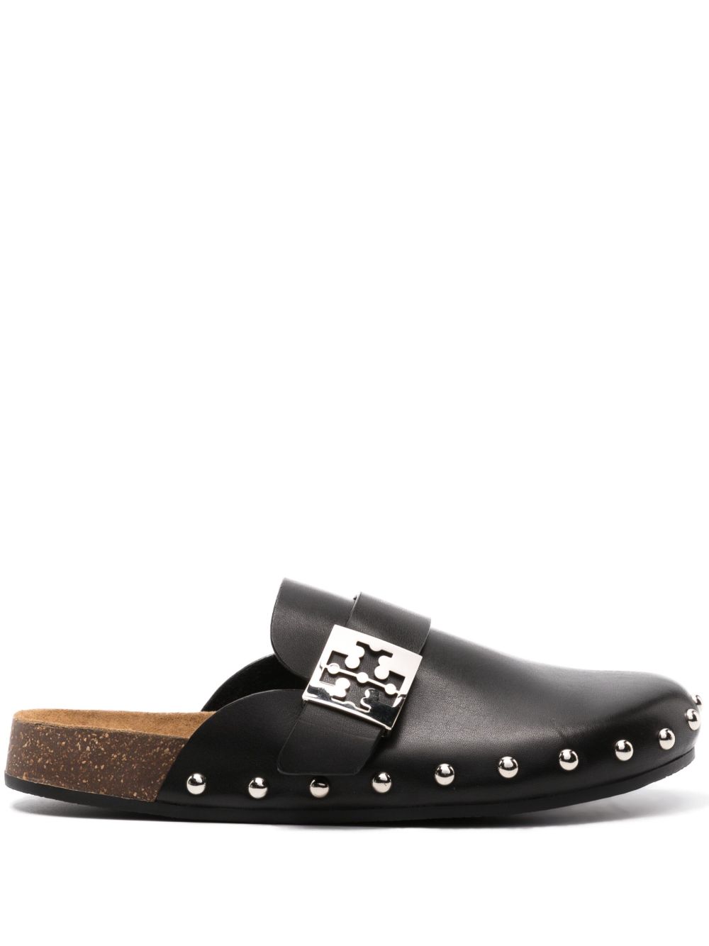 Tory Burch Mellow 铆钉皮质拖鞋 - 黑色