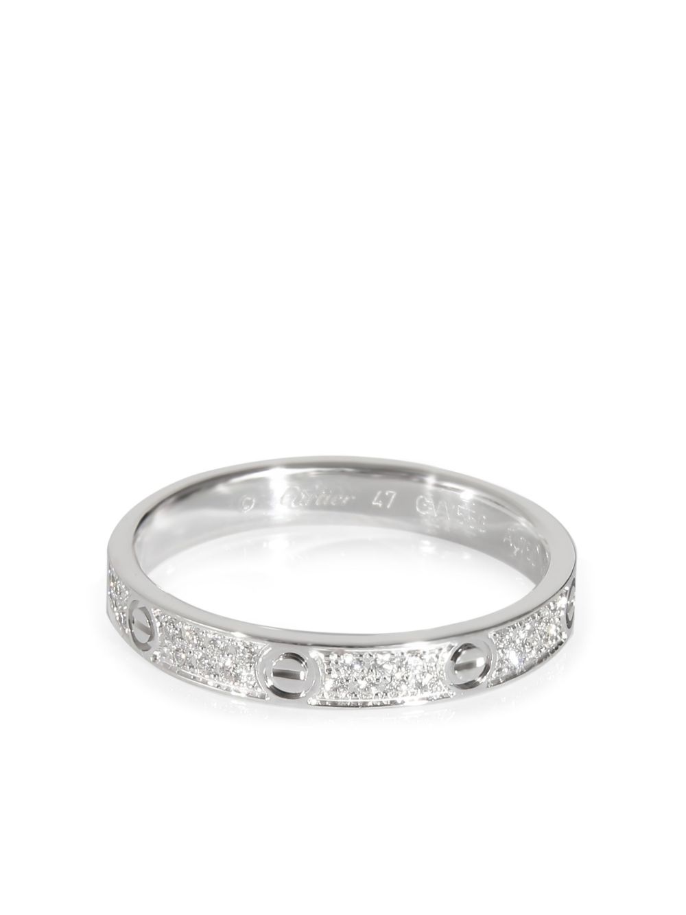 Cartier Love 18K白金钻石戒指（典藏款） - 银色