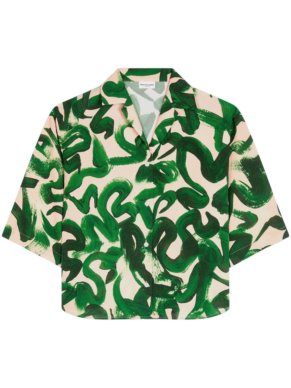 DRIES VAN NOTEN 抽象印花短袖衬衫 - 绿色