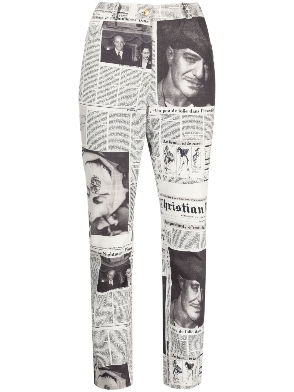 Christian Dior Pre-Owned Newspaper 印花修身牛仔裤（2000年典藏款） - 黑色