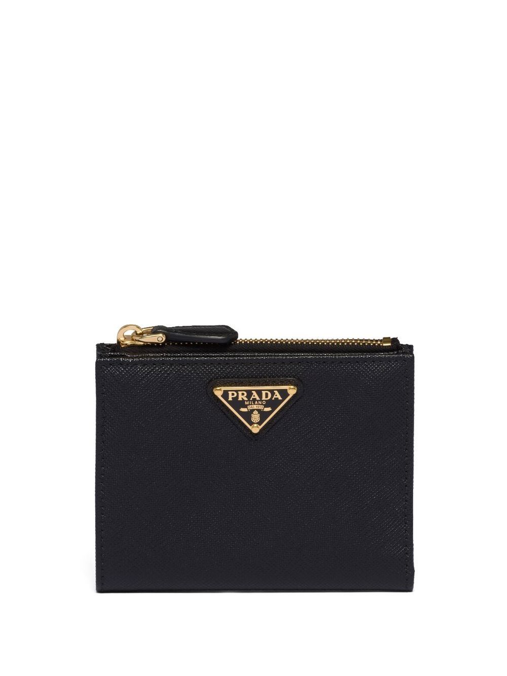 Prada Saffiano 三角形logo皮质钱包 - 黑色