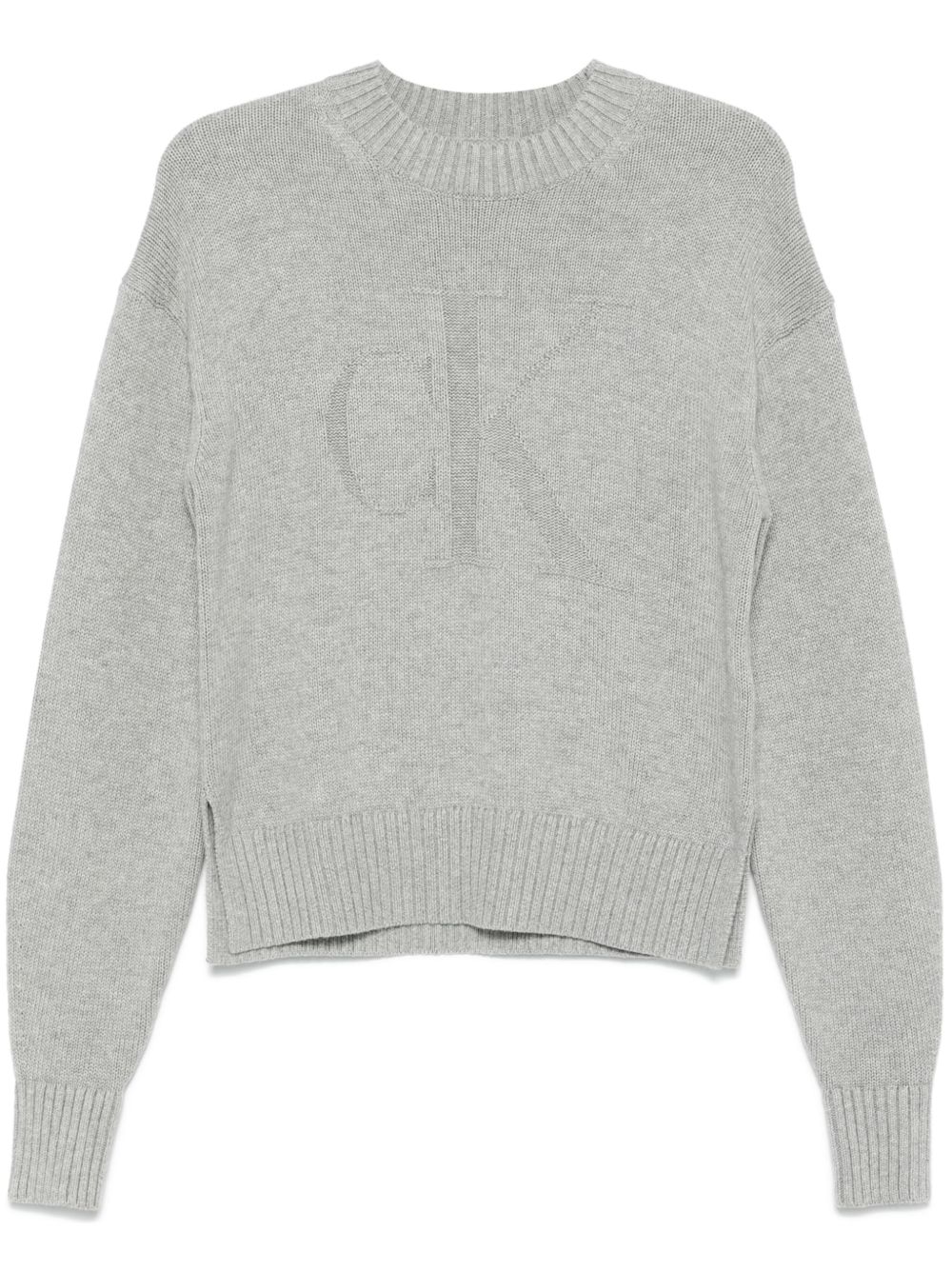 Calvin Klein logo嵌花针织毛衣 - 灰色