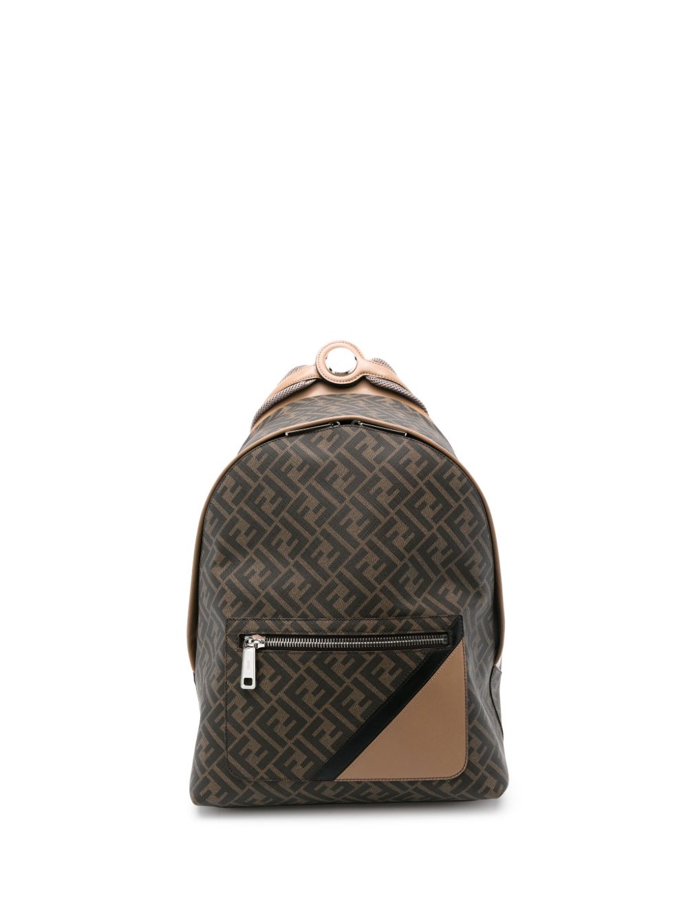 FENDI Chiodo Diagonal FF 印花背包 - 褐色