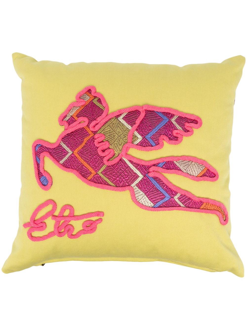 ETRO HOME 图案刺绣棉抱枕 - 绿色