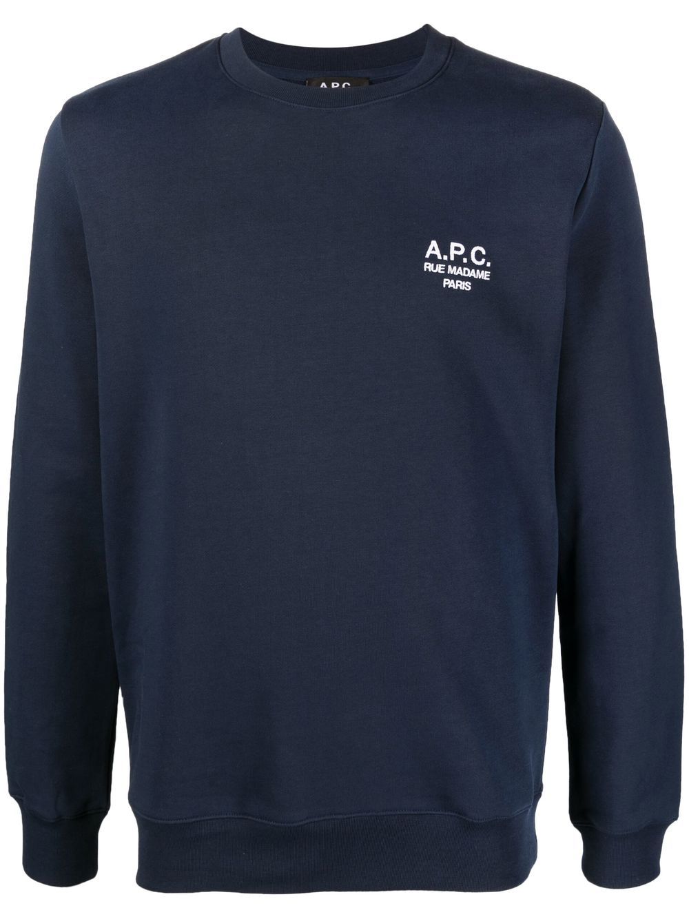 A.P.C. logo印花圆领卫衣 - 蓝色