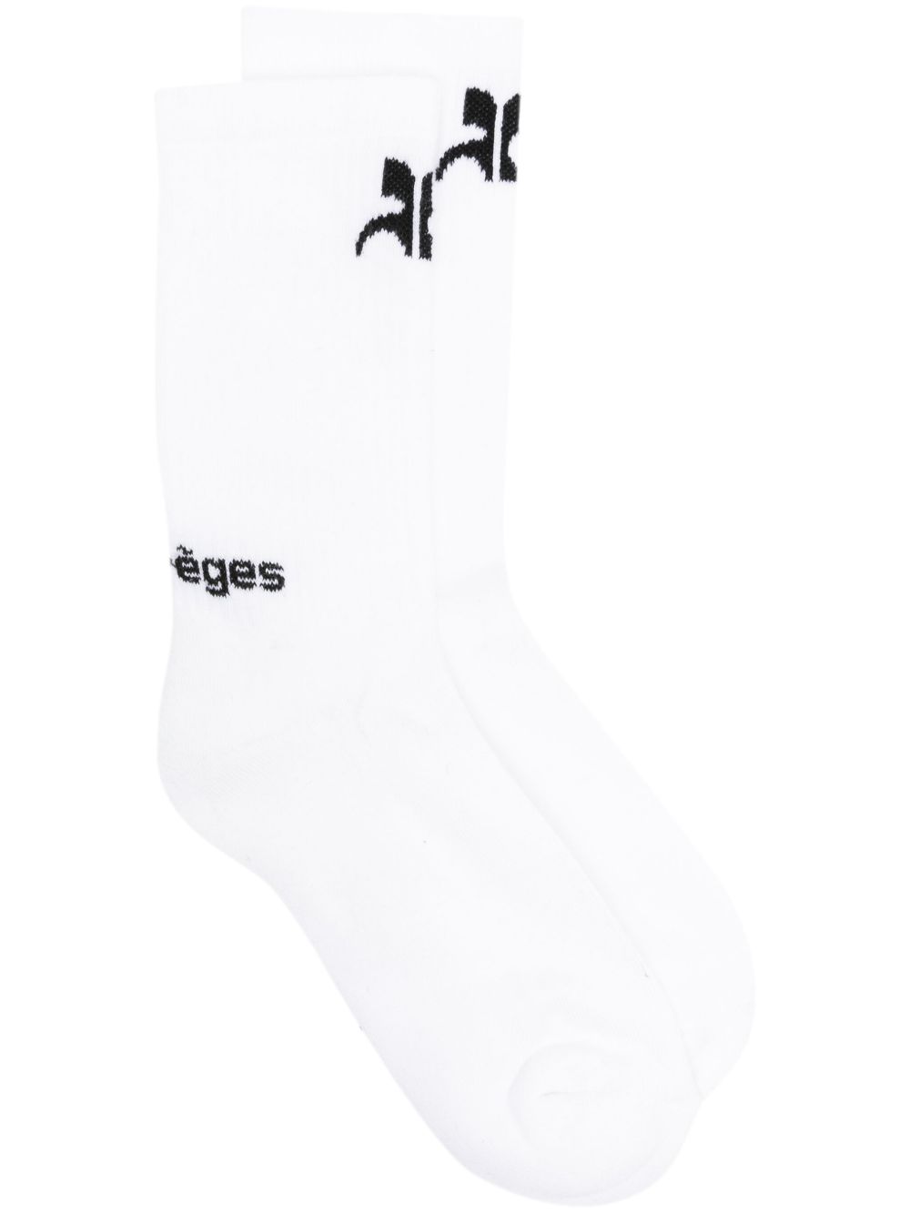 Courrèges AC Sports logo嵌花针织袜 - 白色
