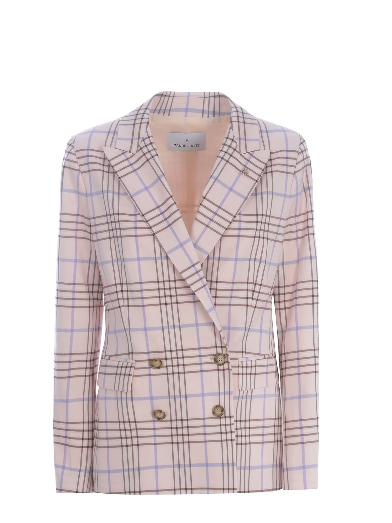 Double-breasted Jacket Manuel Ritz check Viscose Blend