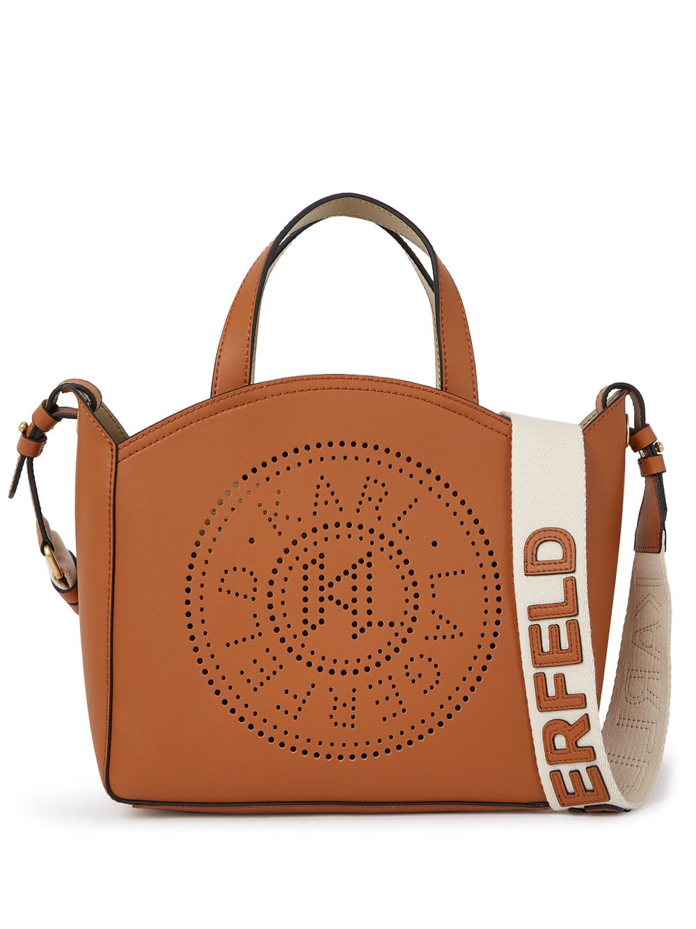 Karl Lagerfeld K/Circle 穿孔logo手提包 - 褐色