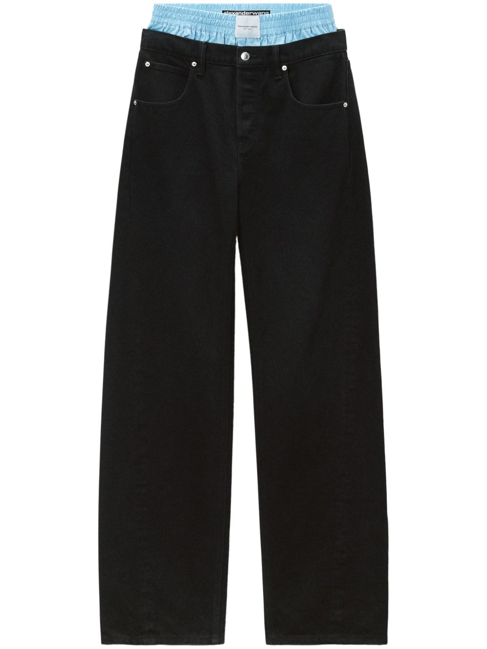 Alexander Wang 分层式阔腿牛仔裤 - 黑色
