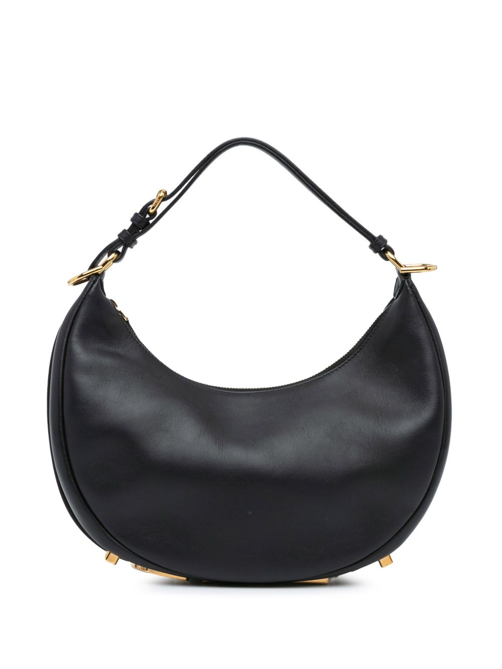 Fendi Pre-Owned Fendigraphy 中号皮质水饺包（2010-2024年典藏款） - 黑色