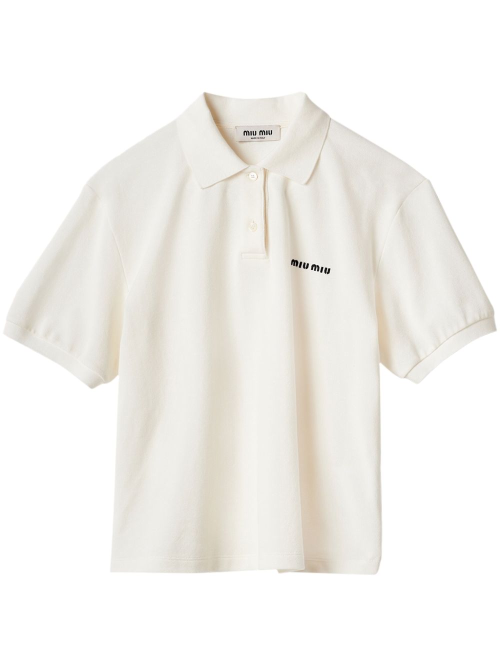 Miu Miu logo刺绣棉polo衫 - 白色
