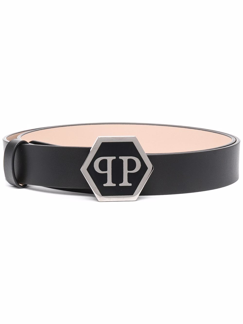 Philipp Plein Hexagon 皮质腰带 - 黑色