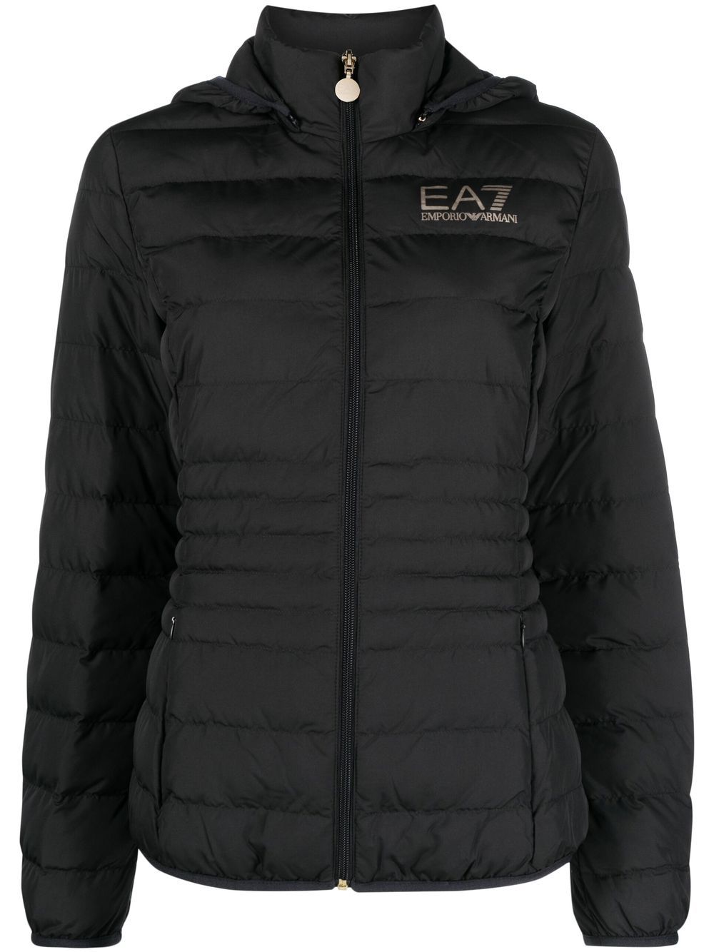 Ea7 Emporio Armani logo印花蓬松夹克 - 黑色