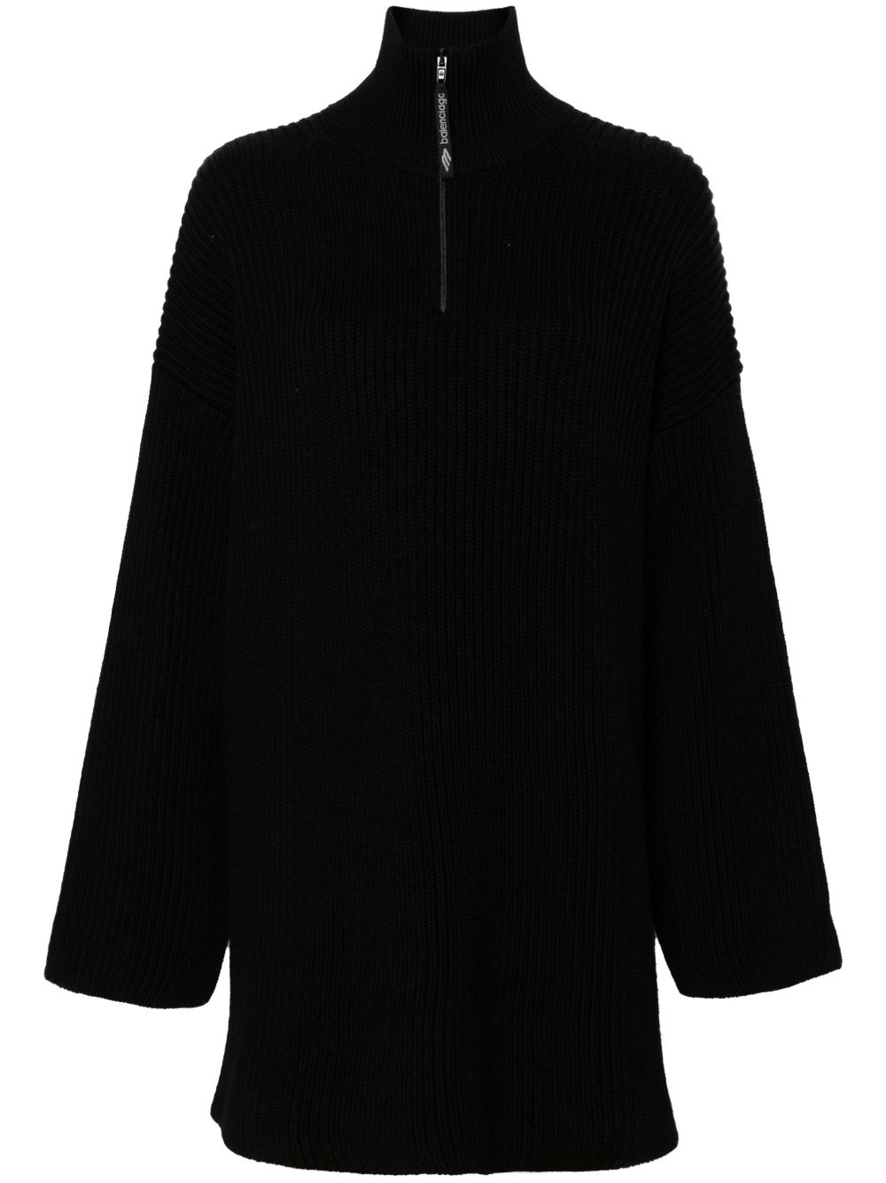 Balenciaga logo 贴花罗纹毛衣 - 黑色