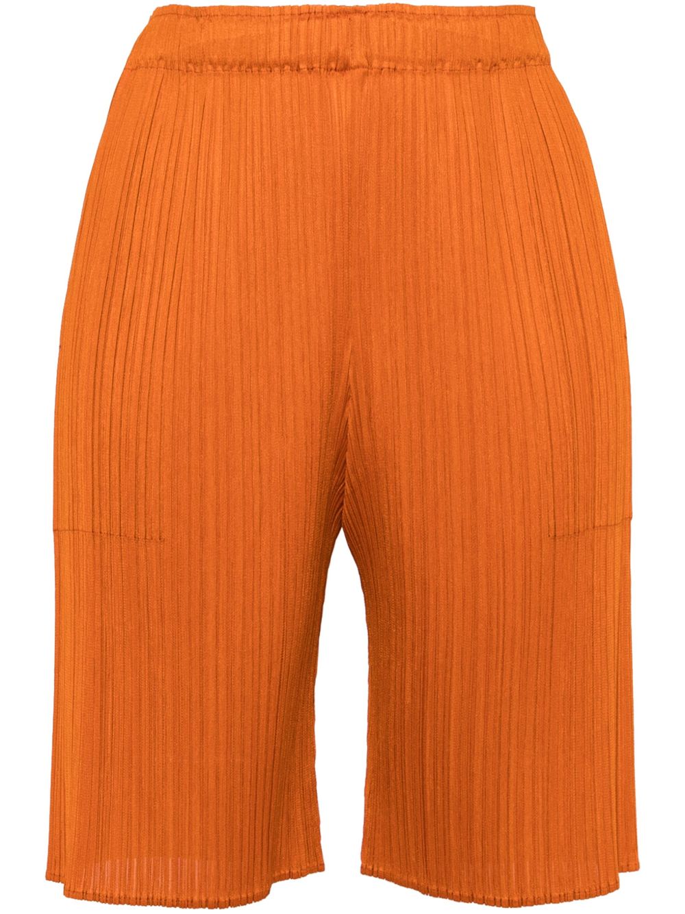 Pleats Please Issey Miyake 及膝褶饰短裤 - 橘色