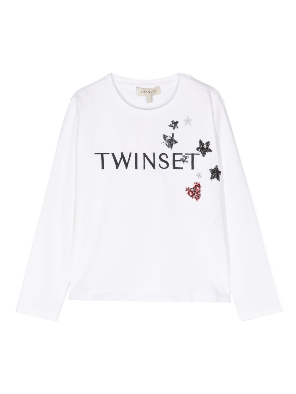 TWINSET Kids logo缀饰长袖T恤 - 白色