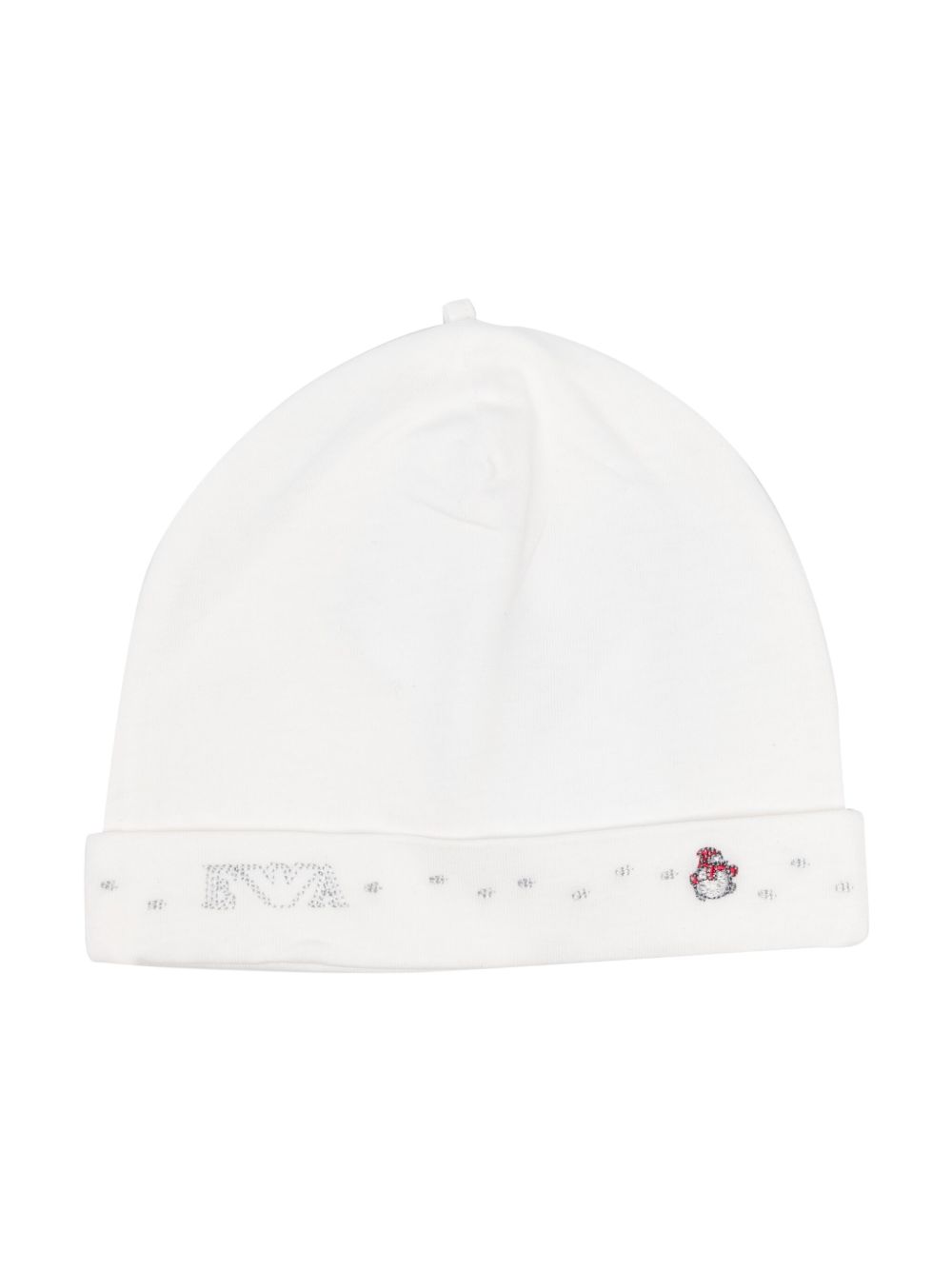 Emporio Armani Kids Hello Winter Penguin logo缀饰套头帽 - 白色