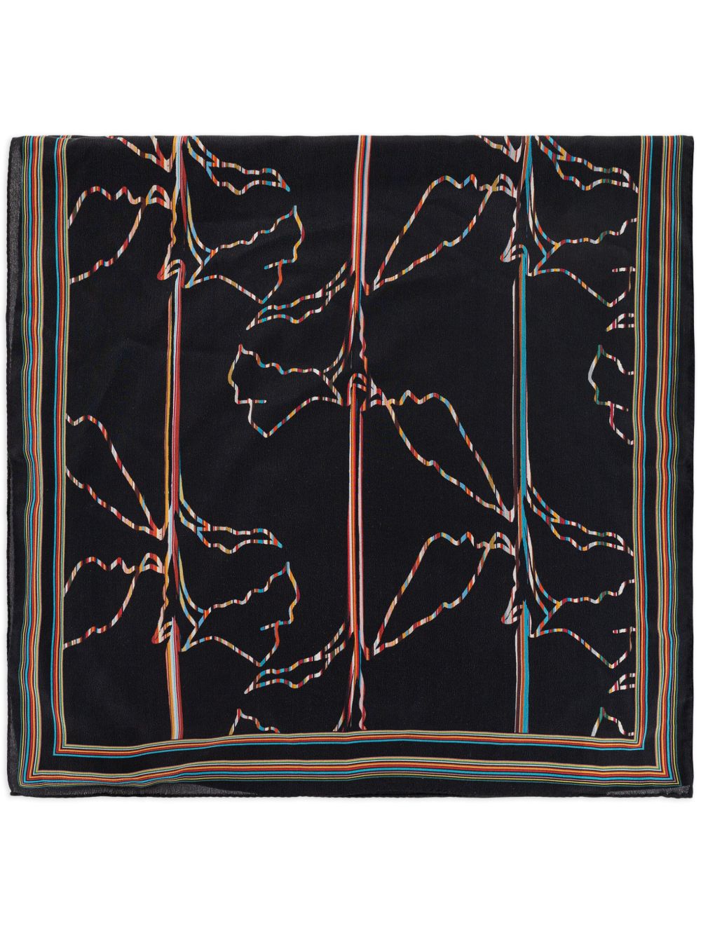 Paul Smith Magnolia 印花真丝围巾 - 黑色