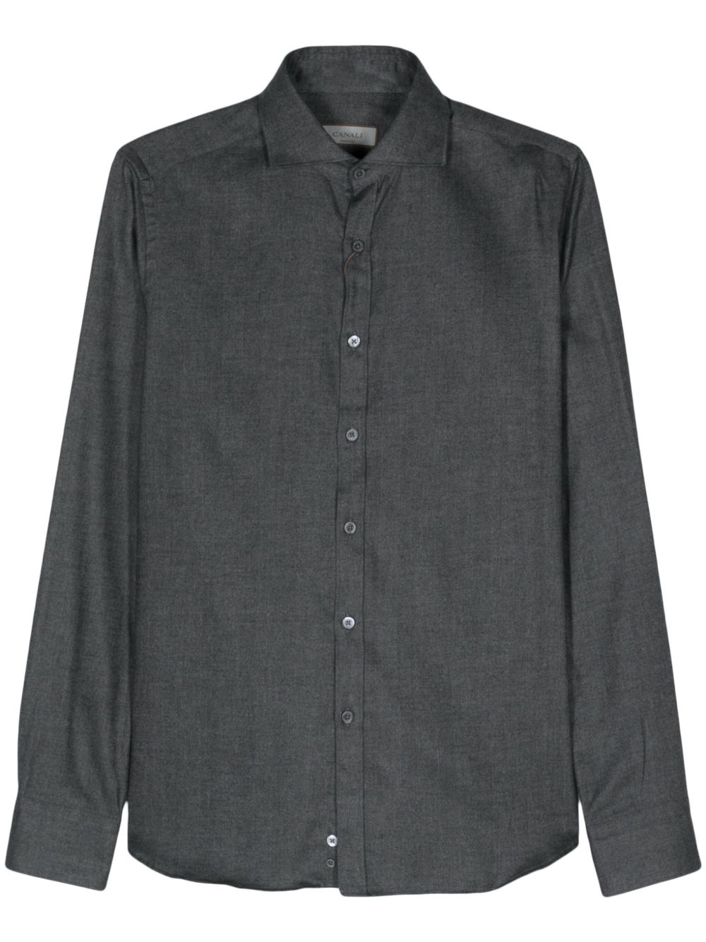Canali 切角领排扣衬衫 - 灰色