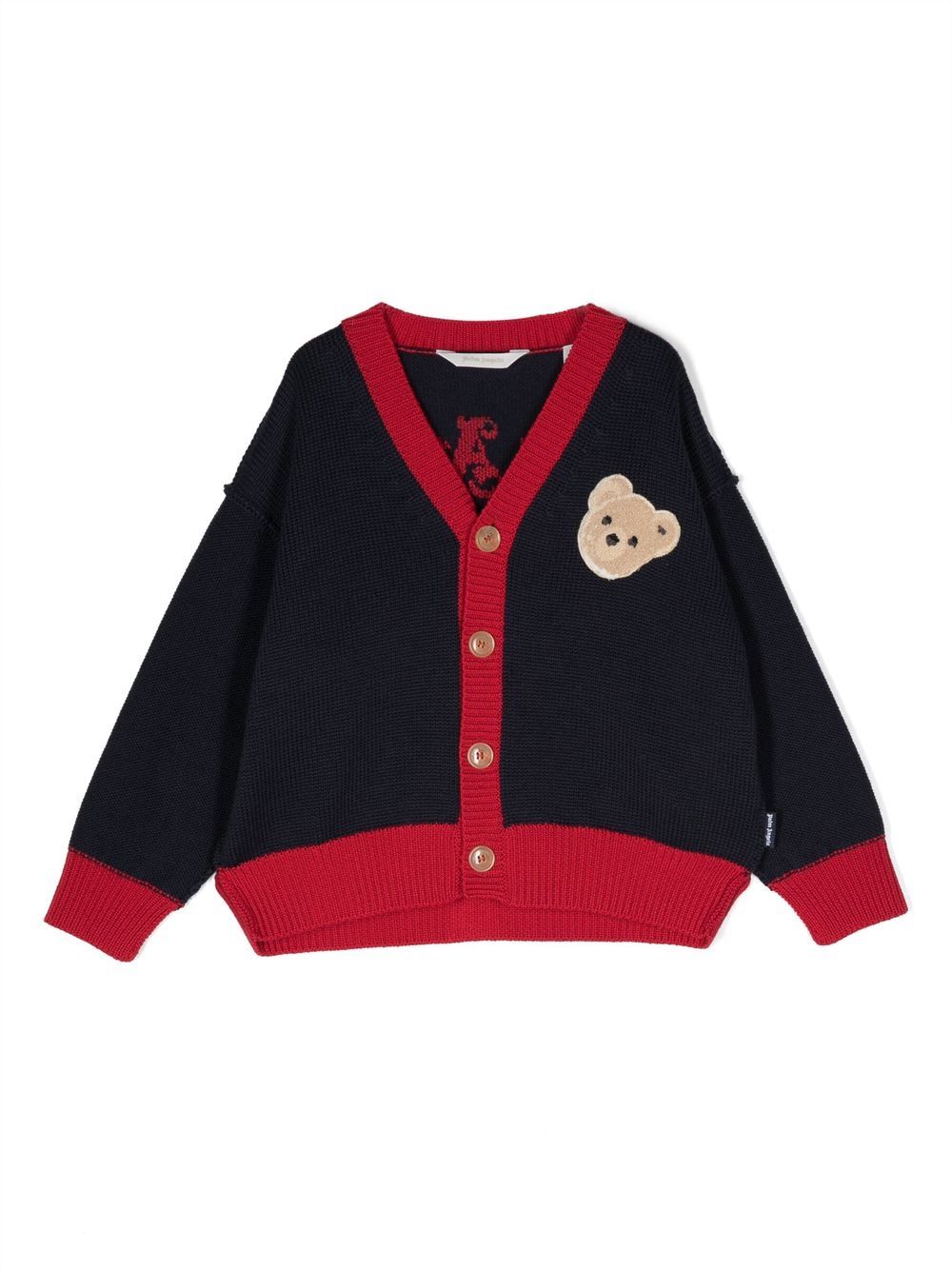 Palm Angels Kids 标贴针织开衫 - 蓝色