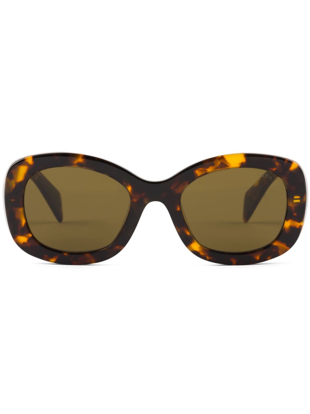 Prada Eyewear 玳瑁纹长方形框太阳眼镜 - 褐色