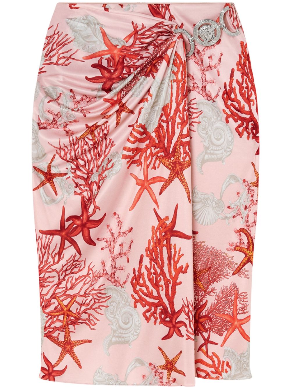 Versace Barocco Sea 缩褶中长半身裙 - 粉色