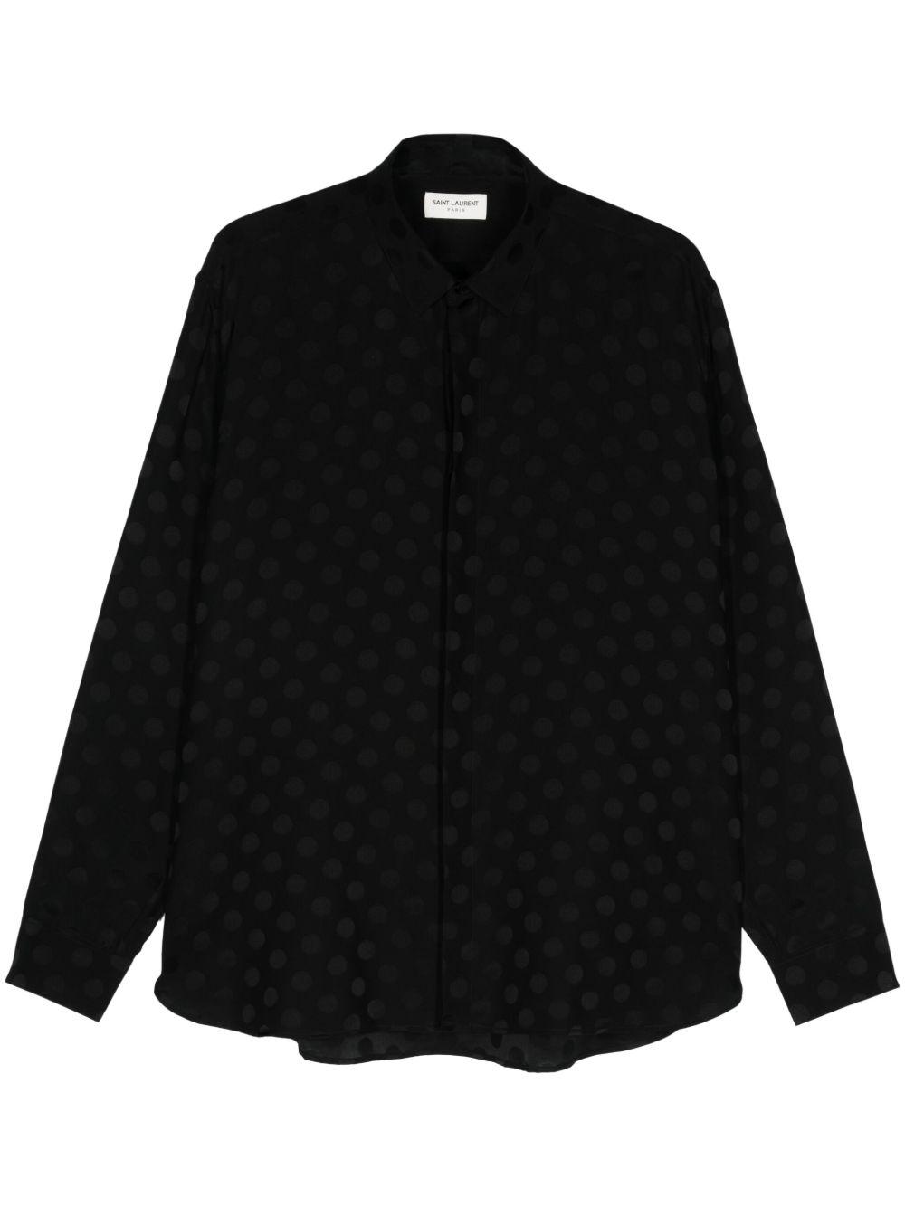 Saint Laurent 波点真丝衬衫 - 黑色