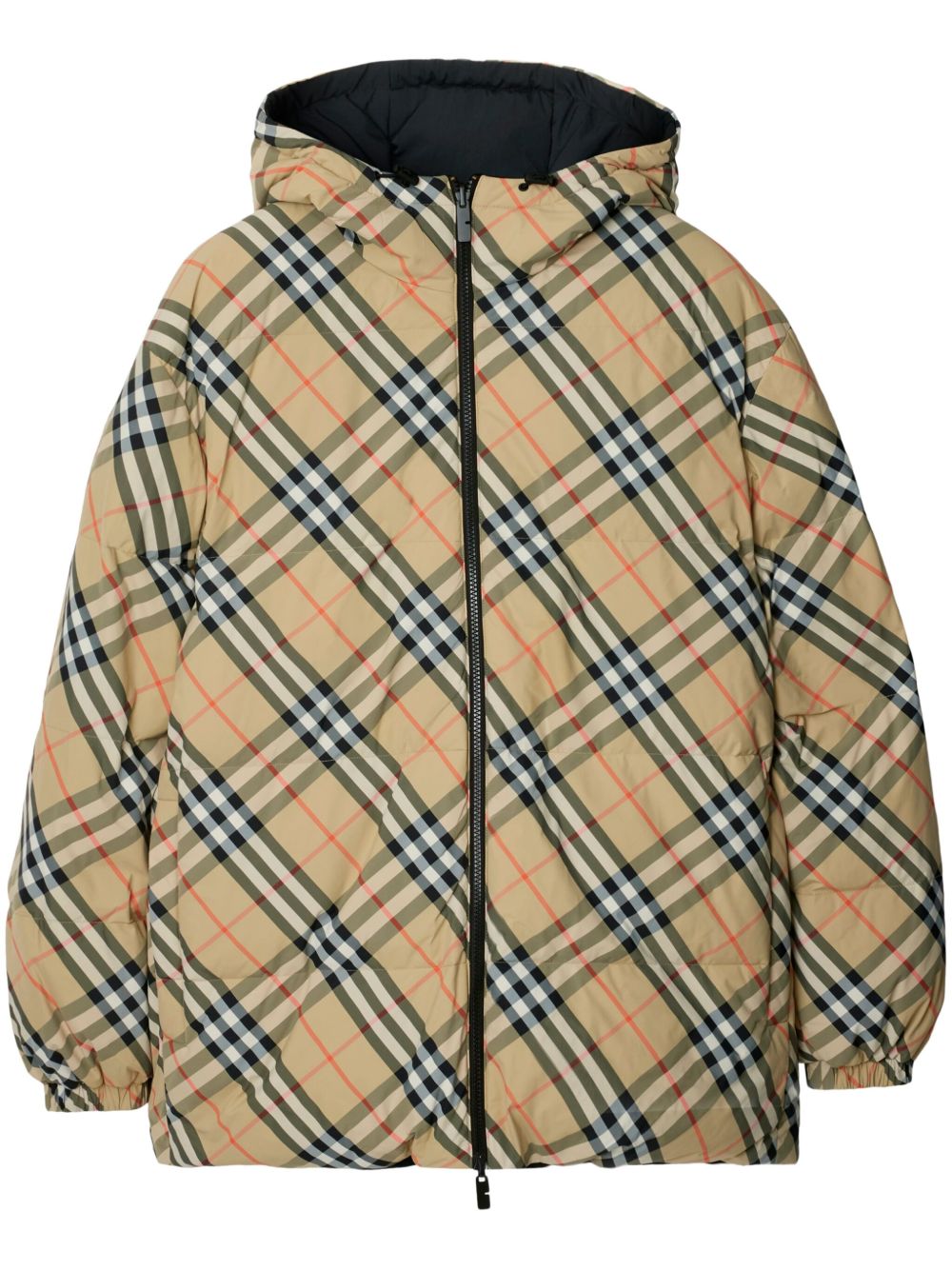Burberry 双面格纹尼龙蓬松夹克 - 中性色