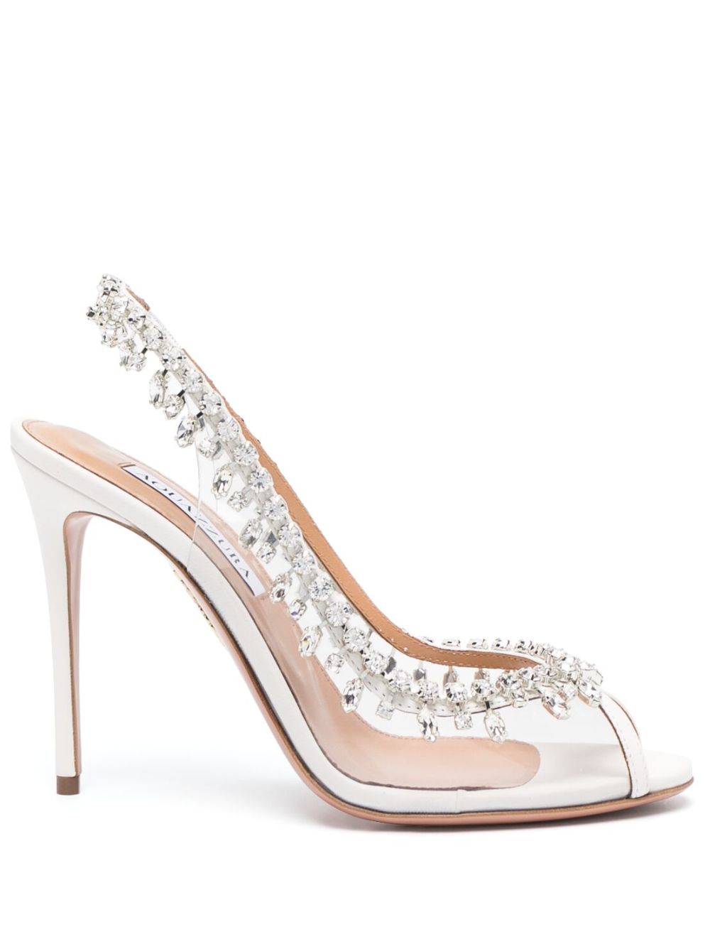 Aquazzura Temptation Crystal 裹踝高跟鞋 - 白色