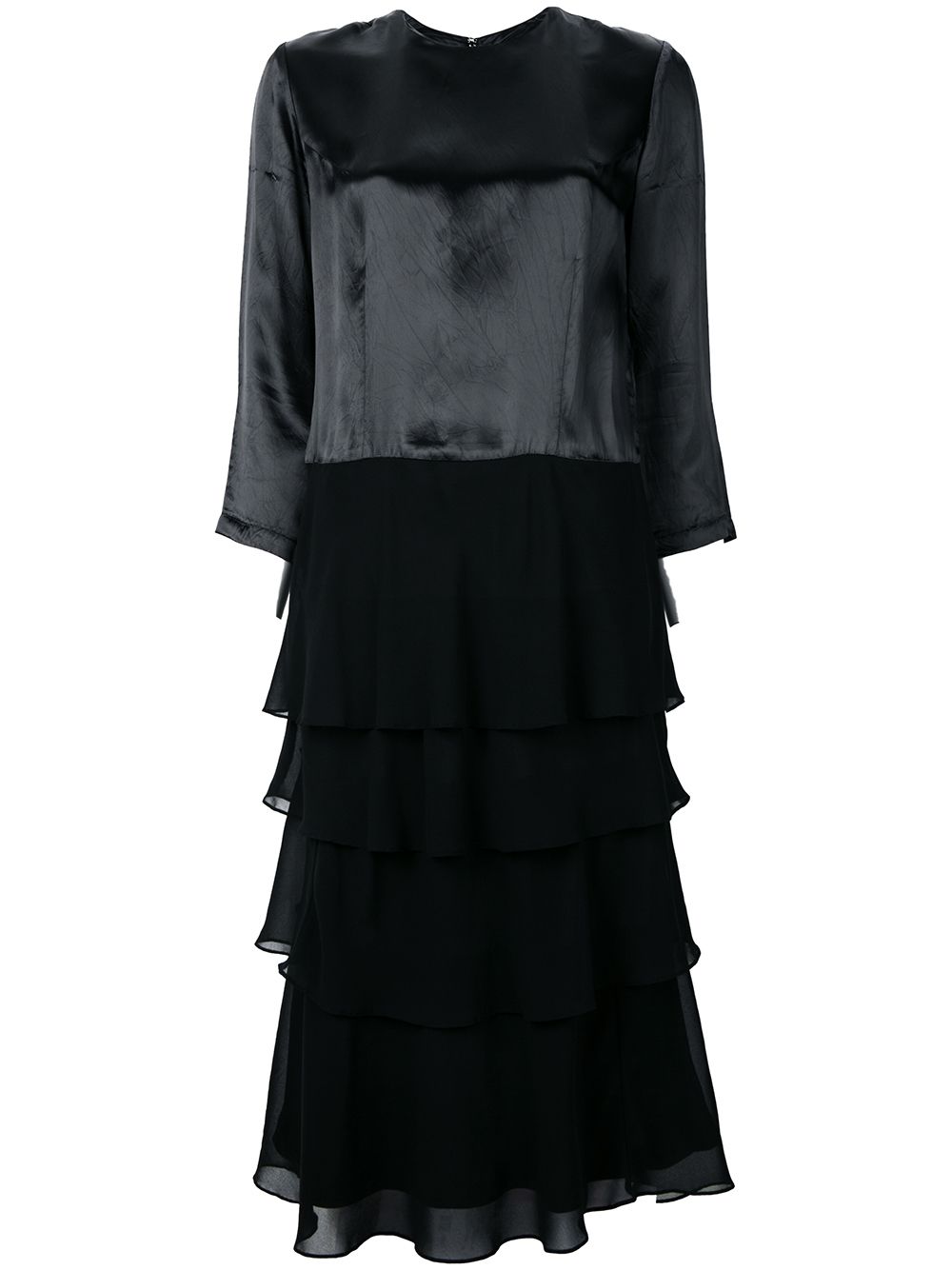 Comme Des Garçons Pre-Owned 古着叠层七分袖连衣裙 - 黑色