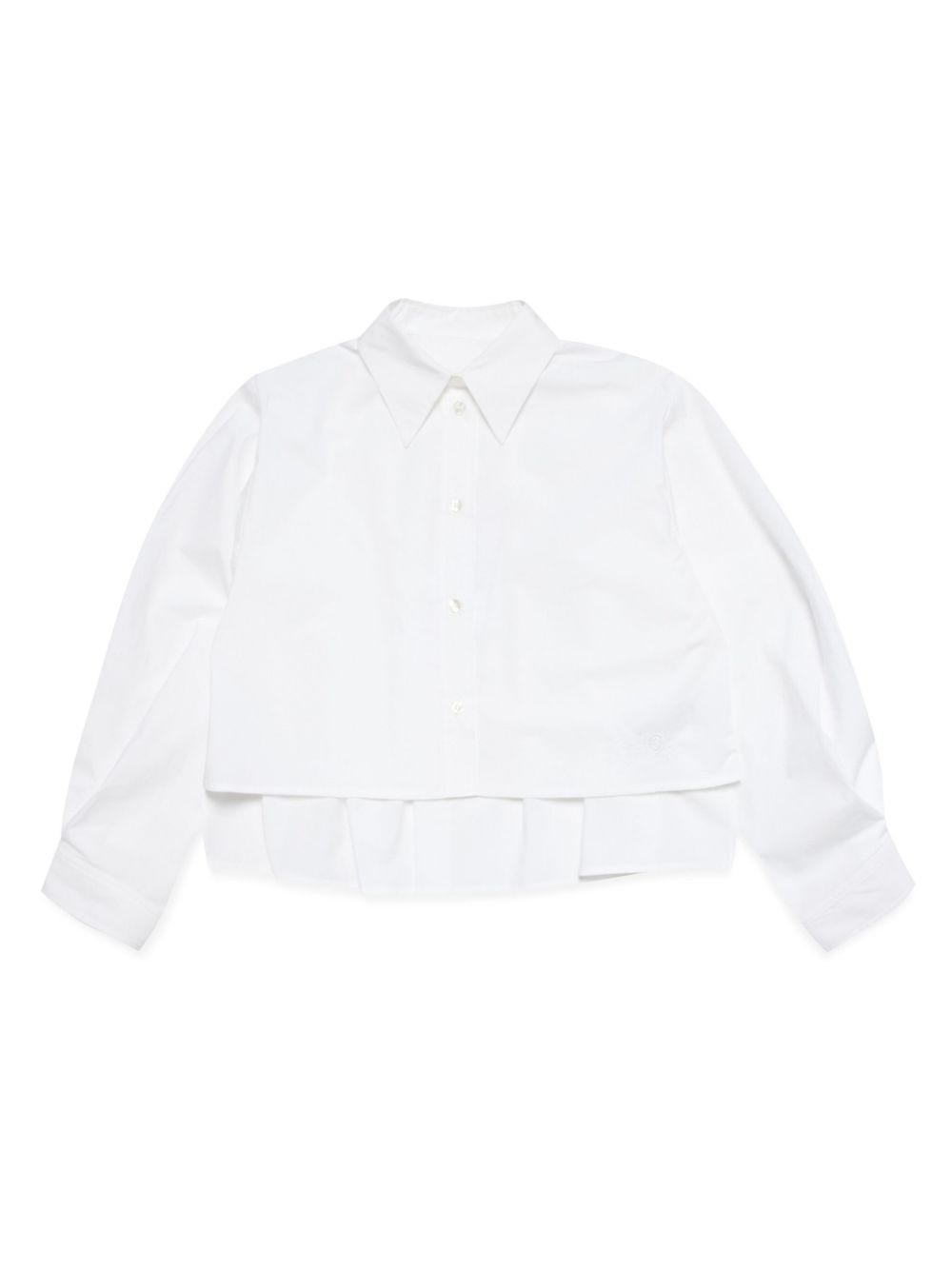MM6 Maison Margiela Kids 数字刺绣褶饰棉衬衫 - 白色