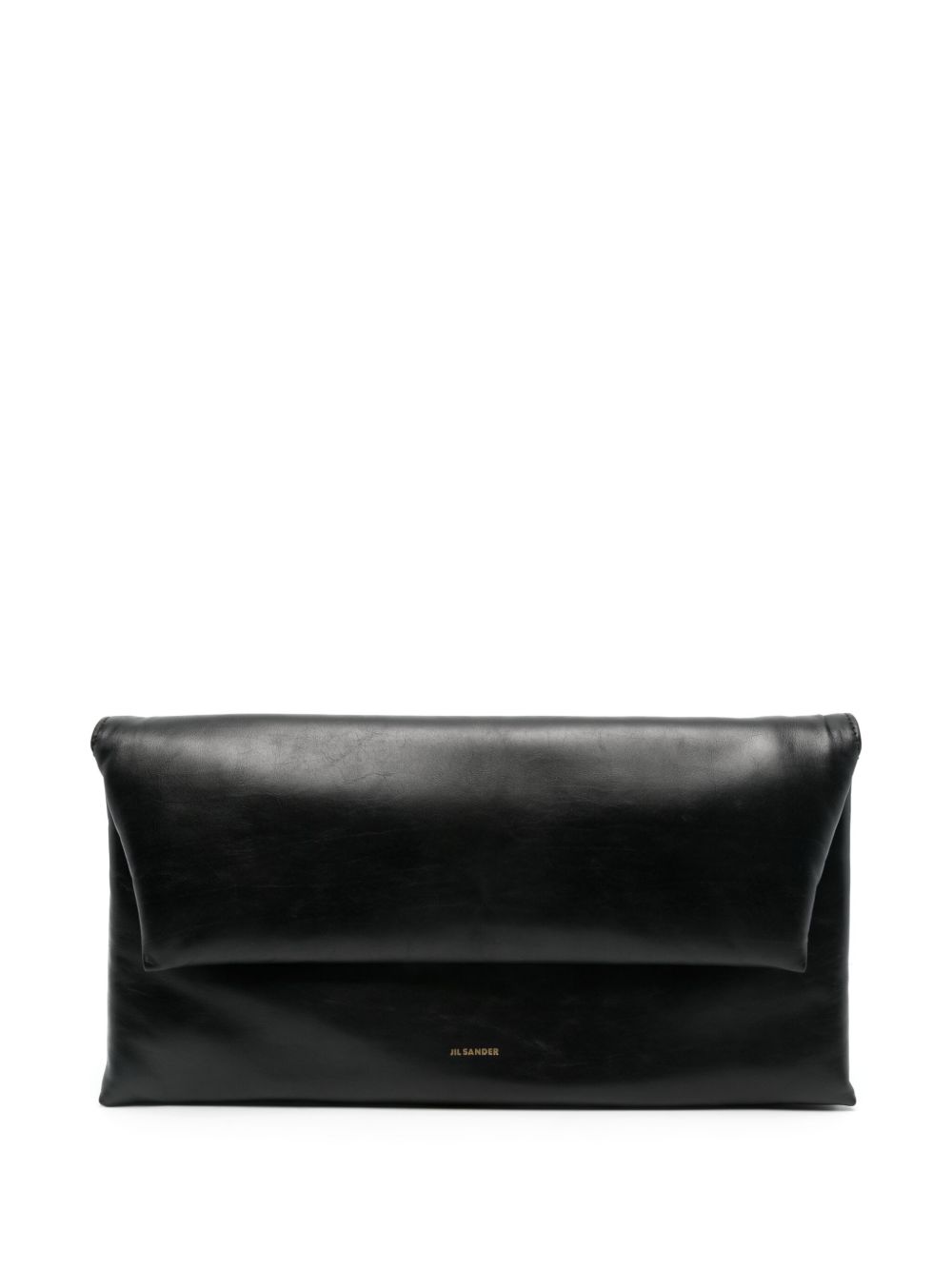 Jil Sander logo印花皮质手拿包 - 黑色