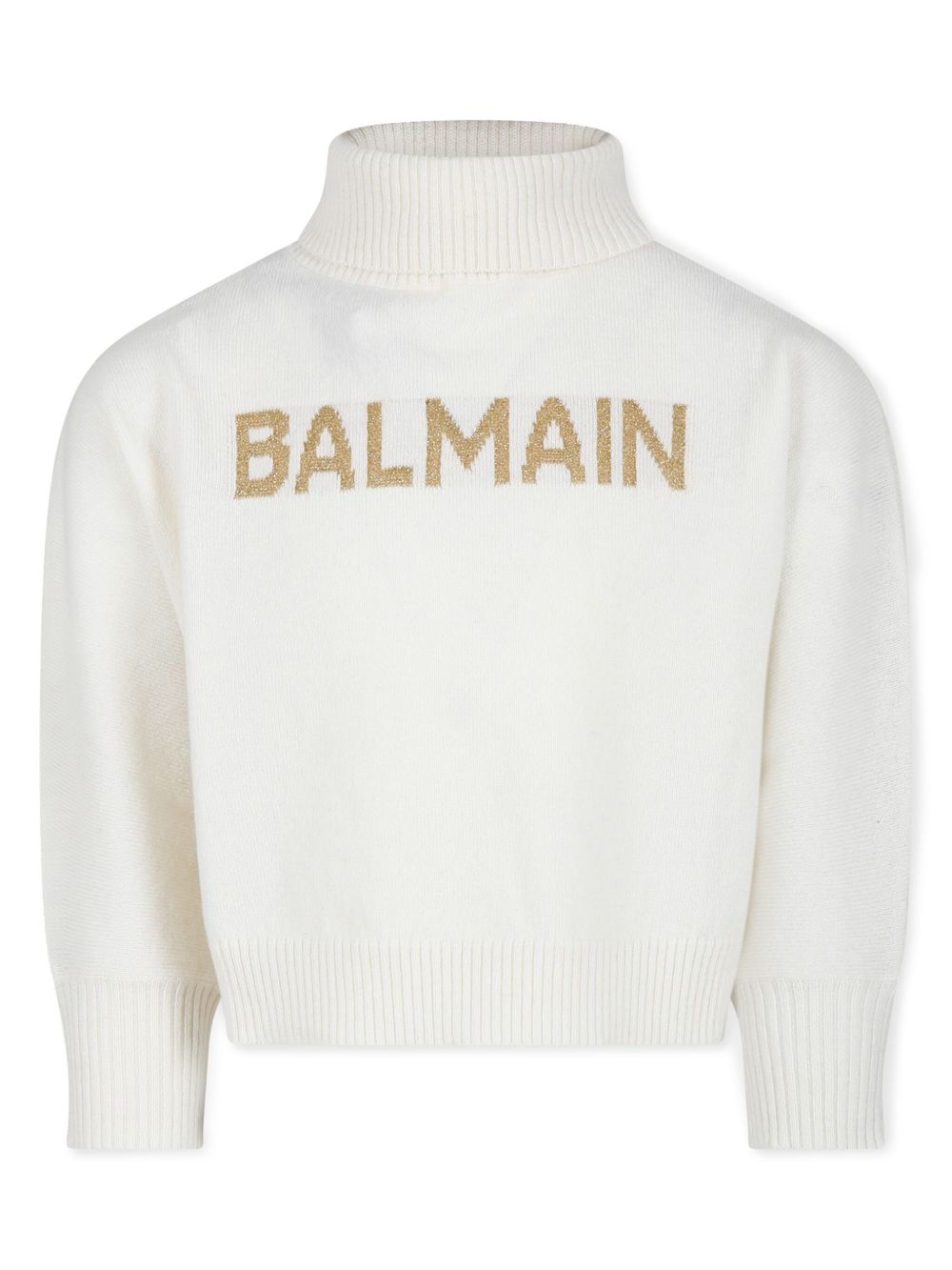 Balmain Kids logo嵌花针织毛衣 - 白色