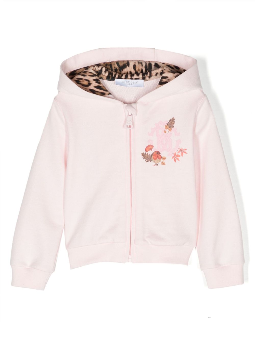 Roberto Cavalli Junior logo印花拉链夹克 - 粉色