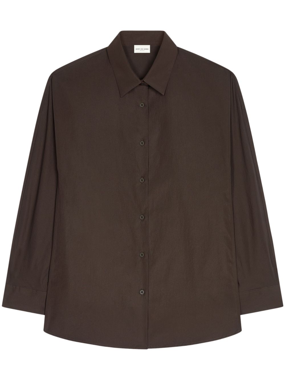 DRIES VAN NOTEN 搭扣棉衬衫 - 褐色