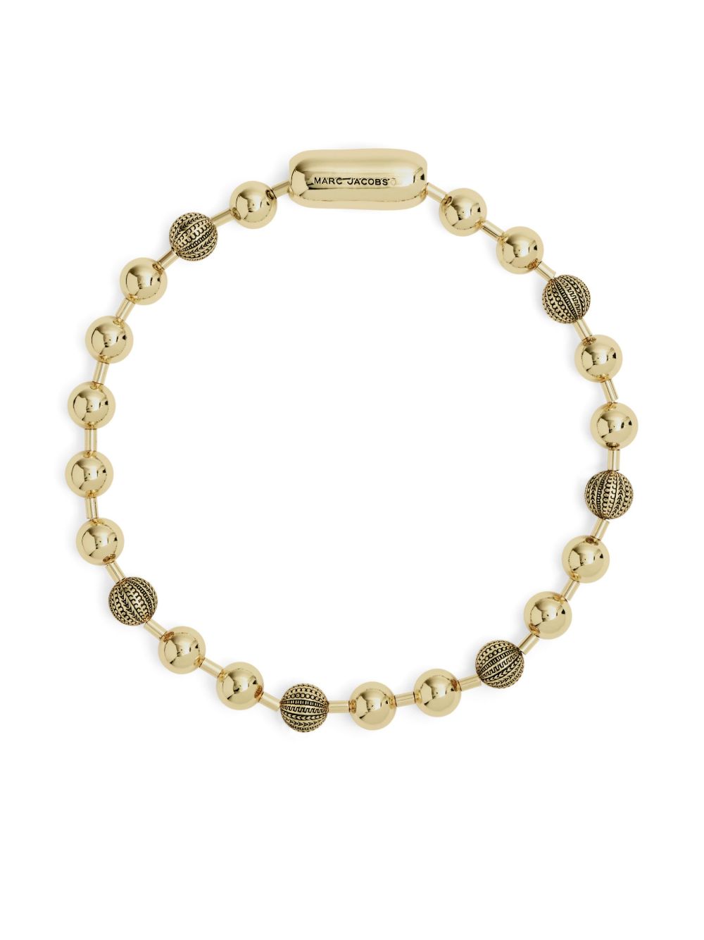 Marc Jacobs logo雕刻球形搭链项链 - 金色