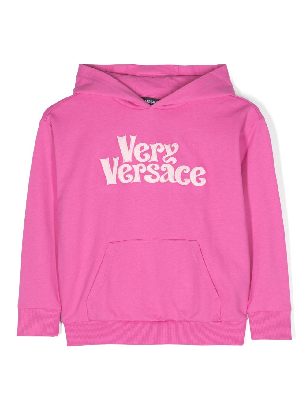 Versace Kids logo印花棉连帽衫 - 粉色