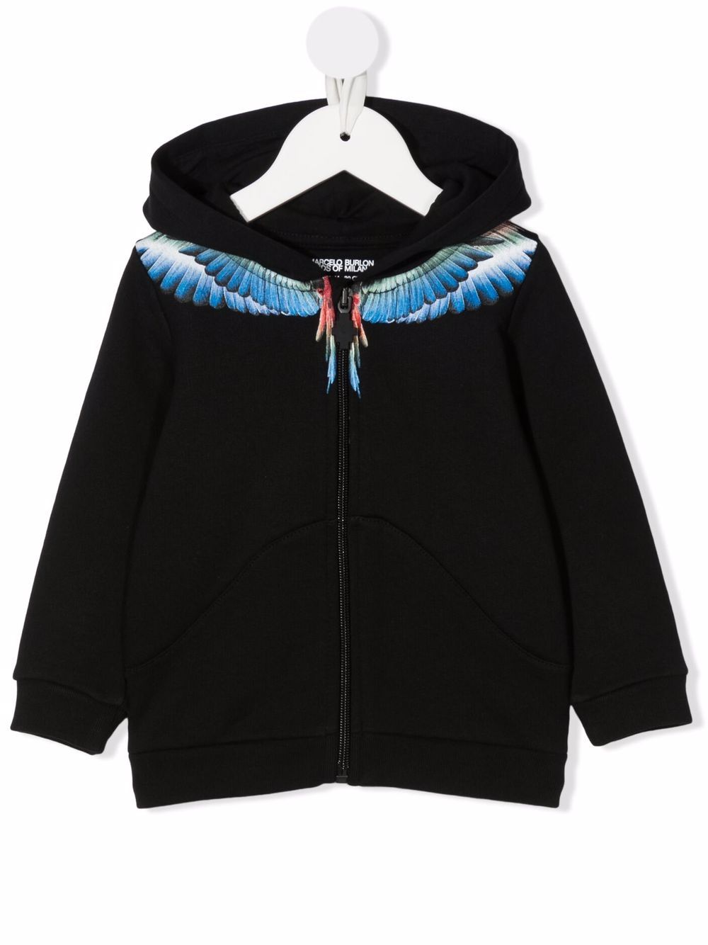 Marcelo Burlon County Of Milan Kids Wings 印花连帽衫 - 黑色