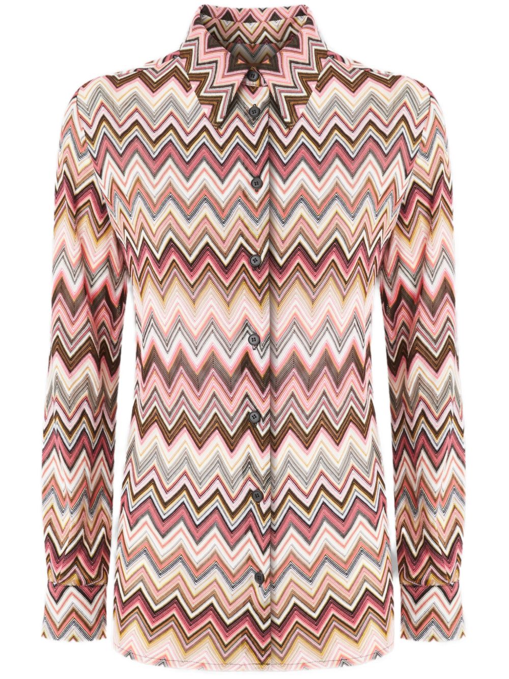 Missoni Z字形图案编织衬衫 - 粉色
