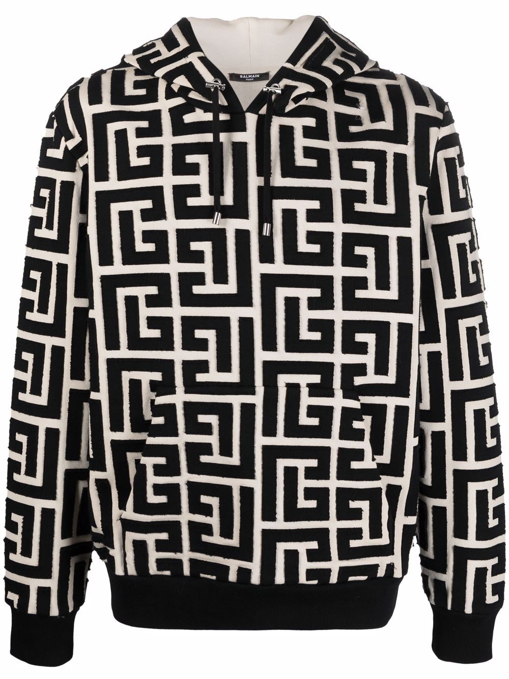 Balmain 巴尔曼 经典logo印花连帽衫 - 黑色