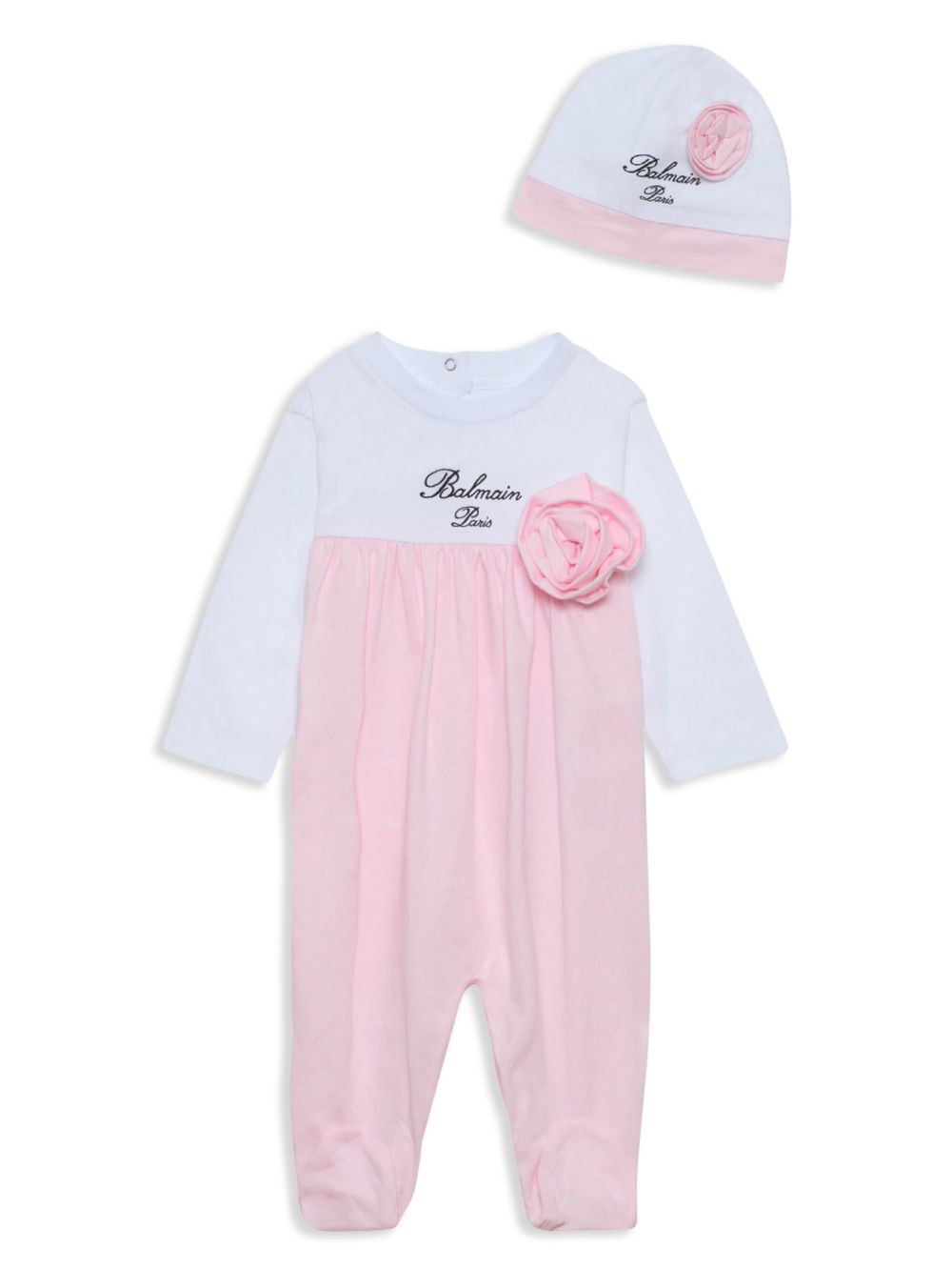Balmain Kids 花卉贴花棉睡衣套装 - 粉色