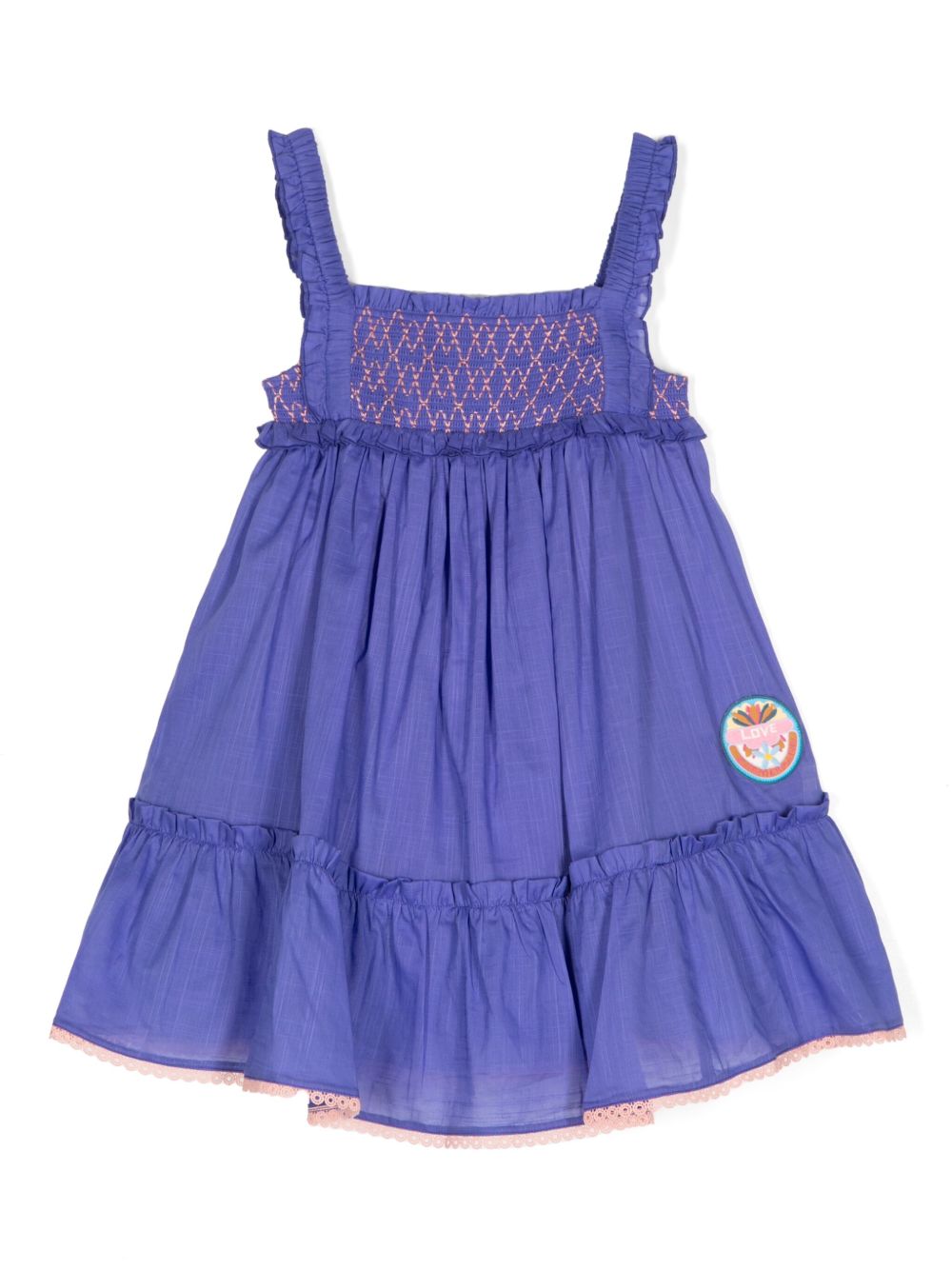 ZIMMERMANN Kids 荷叶边棉连衣裙 - 蓝色