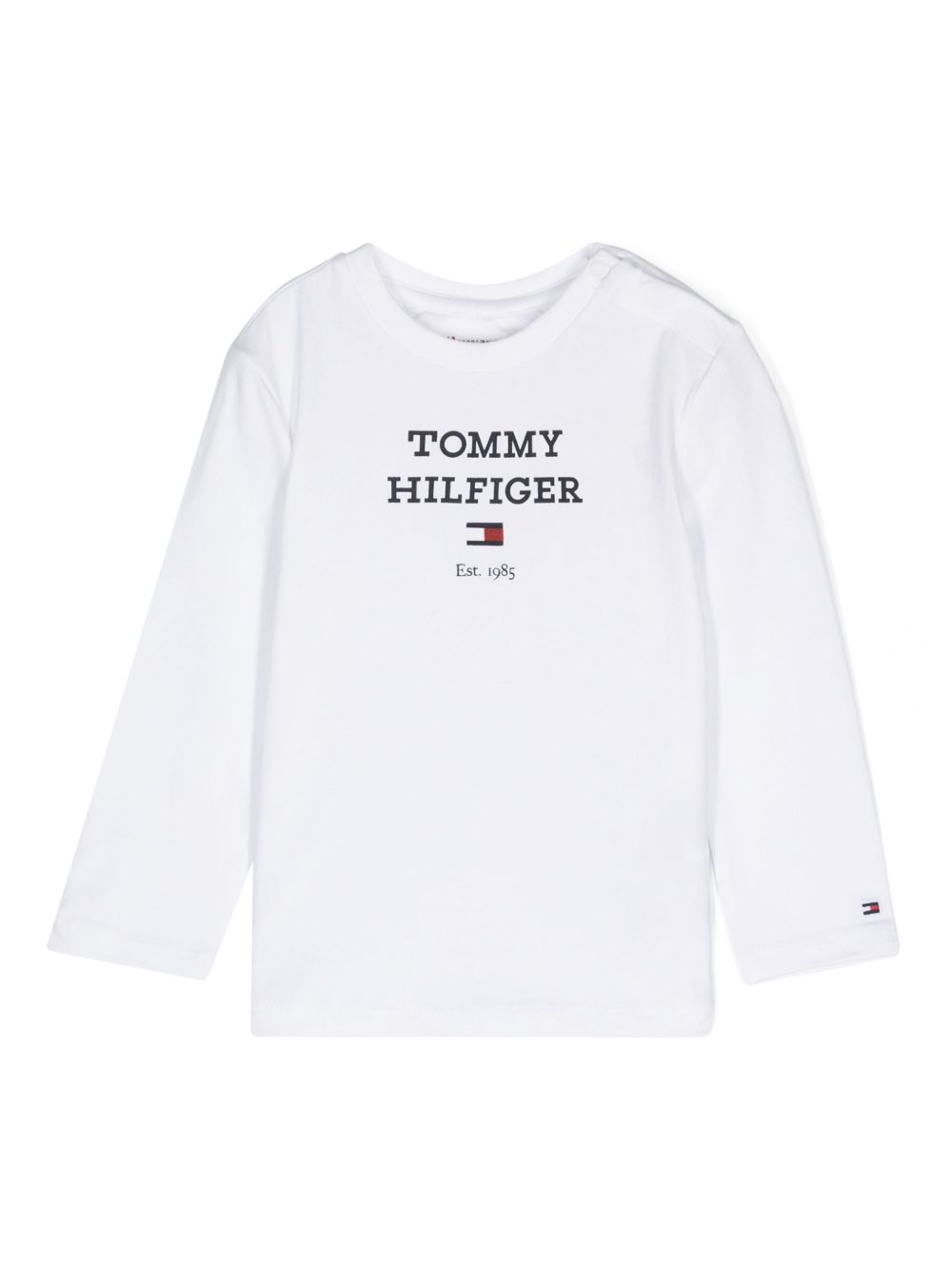 Tommy Hilfiger Junior logo印花长袖T恤 - 白色
