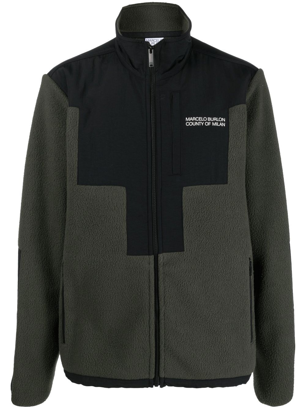 Marcelo Burlon County of Milan logo印花拉链夹克 - 黑色